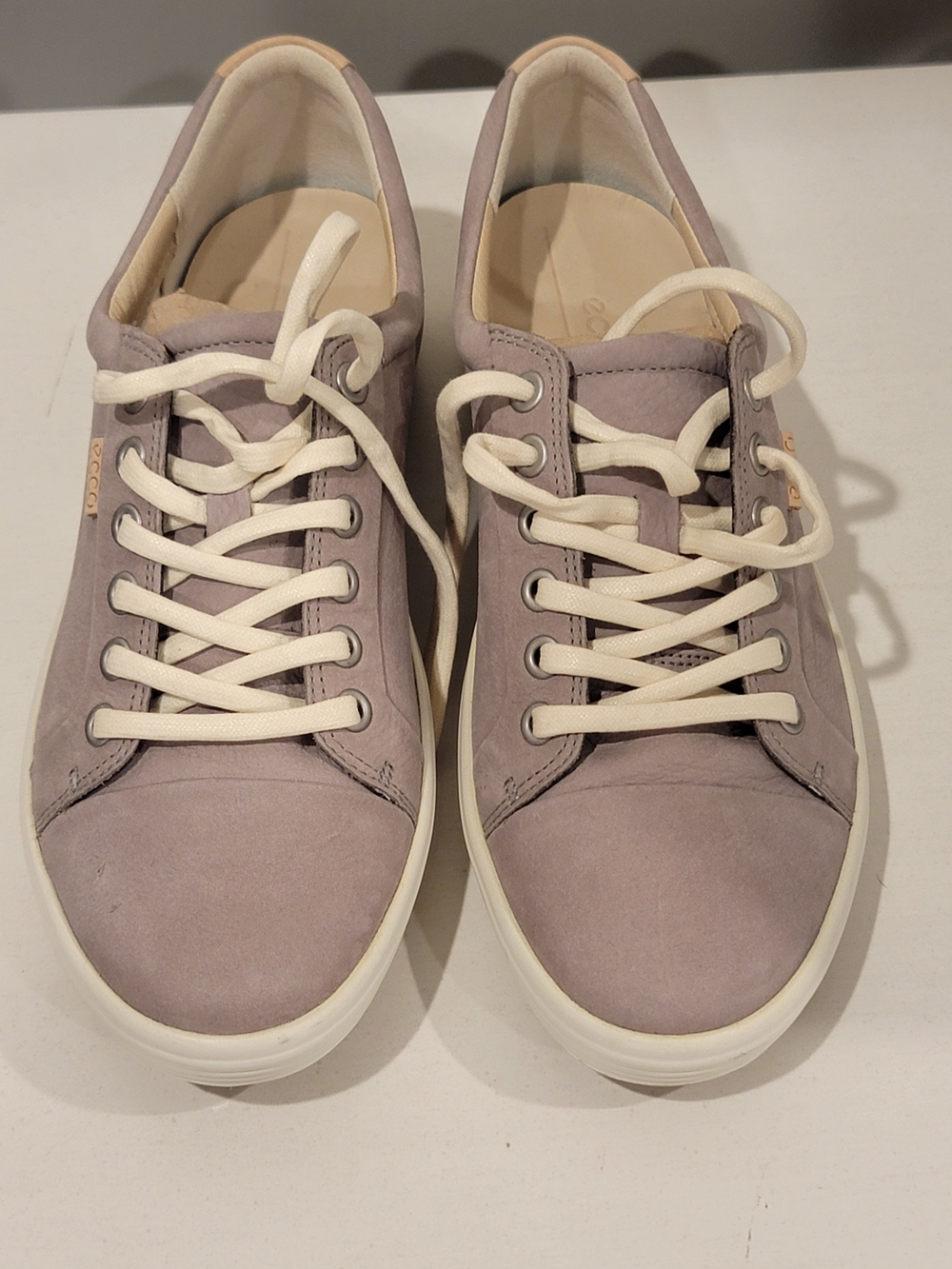 ECCO Soft Suede Mauve Lace-Up Sneakers - Women